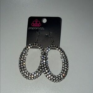 Paparazzi Sparkling Silver Oval Earrings